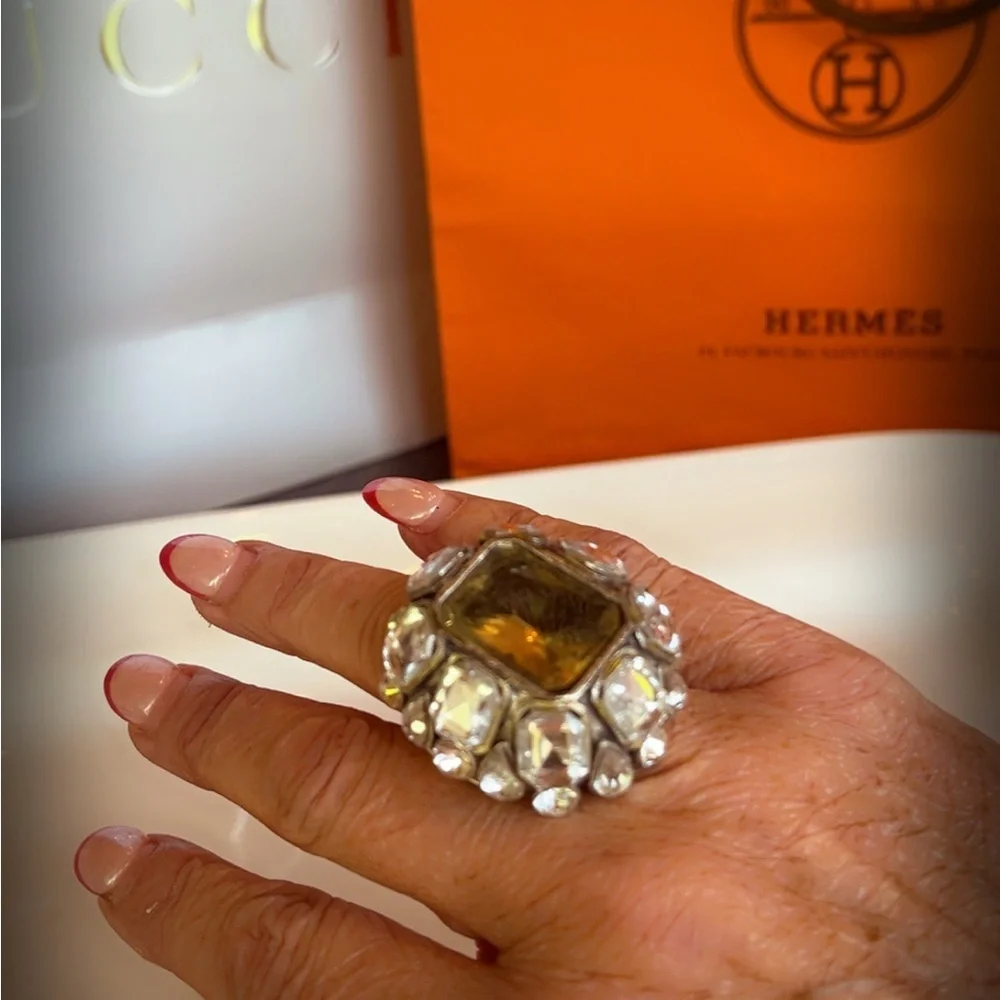 Silver and Crystal large Statement Ring